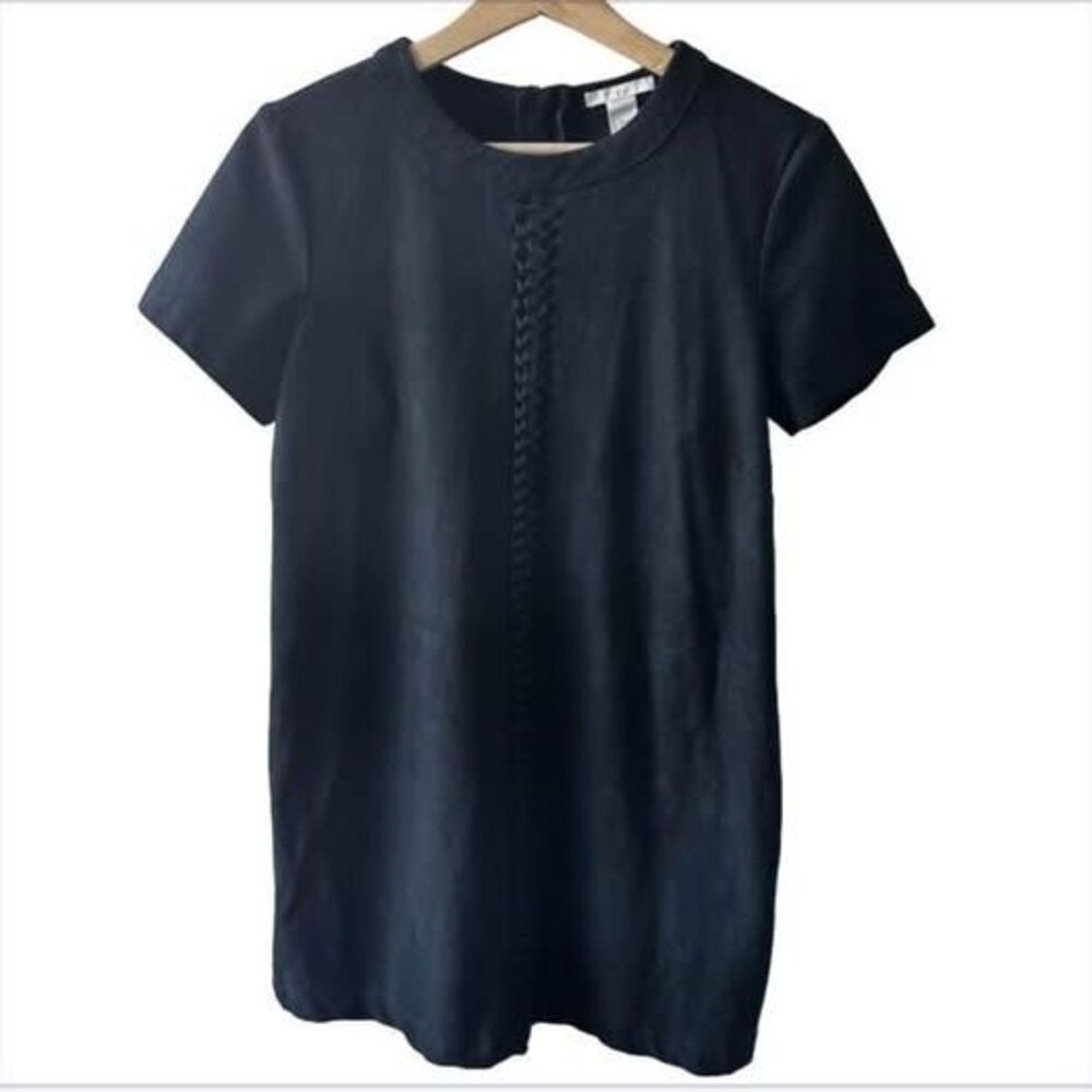 H&M Black Suede Mini Dress Size 6 Retro 60s Mod Clean Girl Polished French Chic